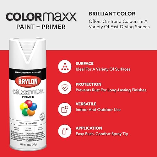 Vista 304 de Krylon - Pintura y primer en aerosol COLORmaxx K05511007, 12 onzas, rojo cereza brillante Cherry Red