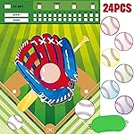 WERNNSAI Pin The Baseball on The Glove Game - Sport Birthday Party Decorations Baseball Party Games Poster with 24 Pcs Stickers for Kids Boys Family Birthday Carnival Supplies