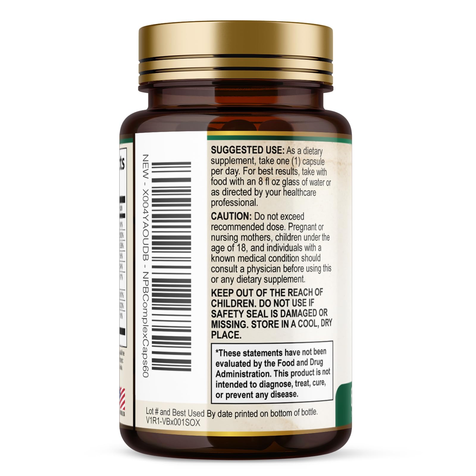 B Complex Vitamin - Super B Vitamins with Vitamin C & Folic Acid for Cellular Energy & Immune Support - Vitamin B Supplement With B1, B2, B3, B6 & B12 for Women & Men, Bottled in USA - 60 Capsules — Amazon image 9