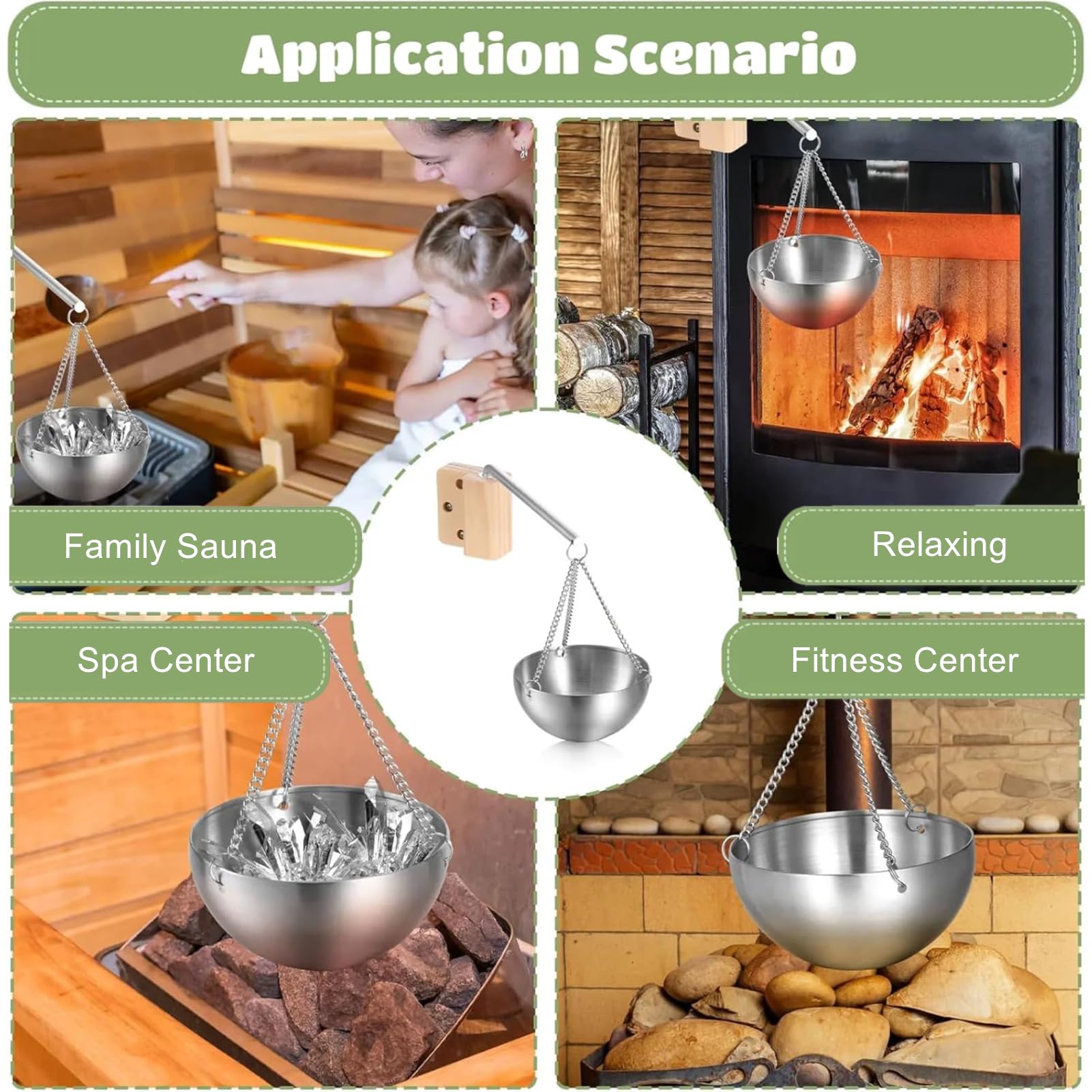 Verdampferschale Sauna, Schüssel Sauna Hängend aux Edelstahl, Sauna Kräuterschale mit Montagezubehör für Sauna Und Spa Aufguss, Geschenkideen