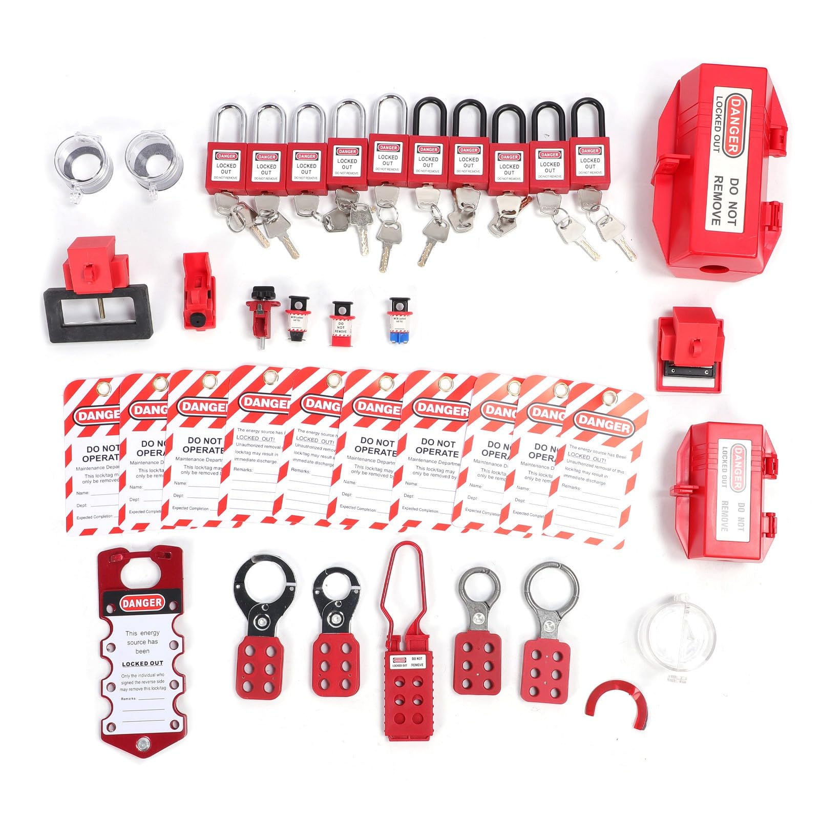 Kit de Etiquetado de Bloqueo, Bolsa de Nailon Resistente que Cumple con OSHA con 5 Candados de Acero 5 Candados de Nailon Kit de Seguridad Loto, Dispositivo de Bloqueo Eléctrico con