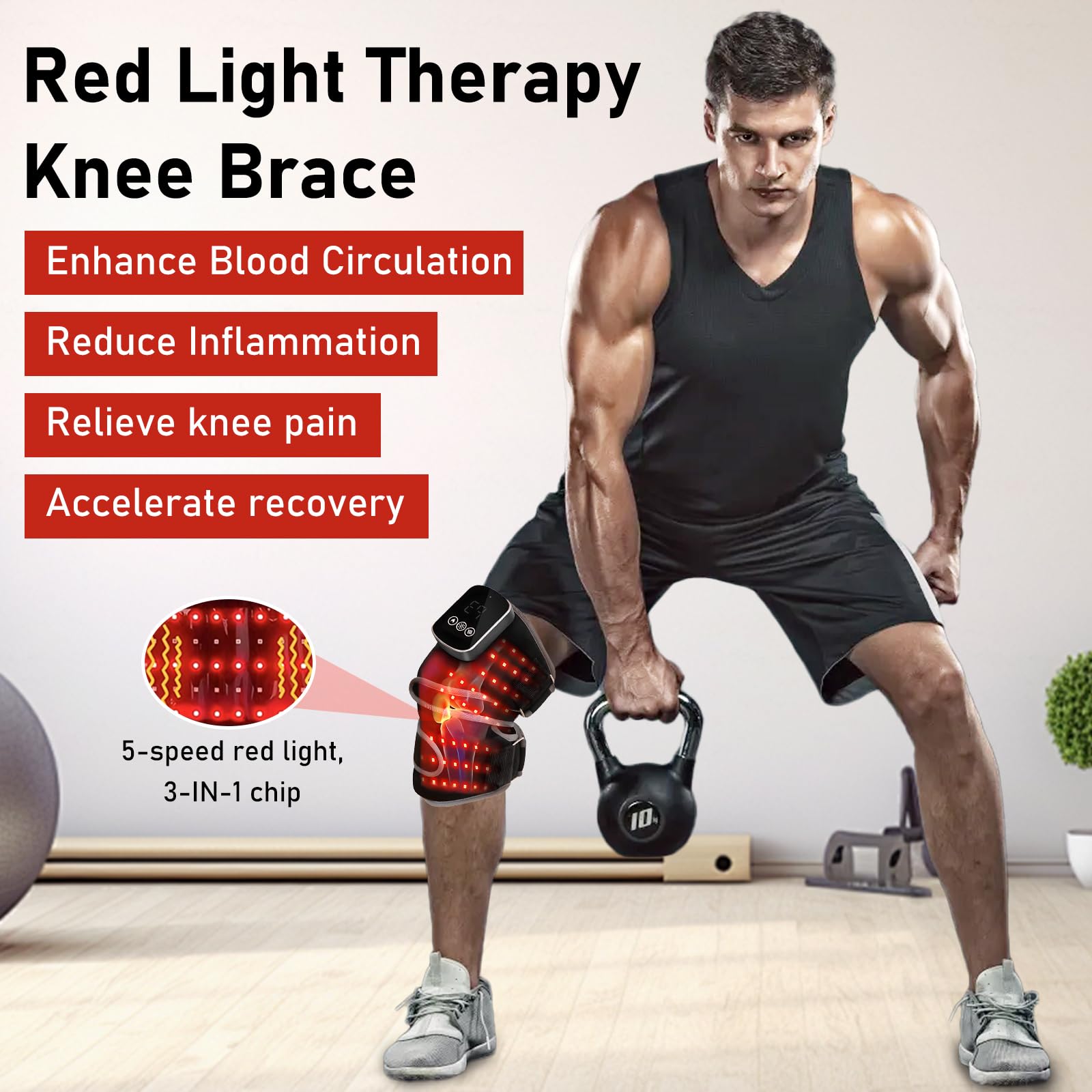 Knie-Massagegerät zur Linderung von Gelenkschmerzen, mit 3 Temperatureinstellungen, 3 Vibrationsmodi und einem 5000-mAh-Akku. Geeignet für Sportverletzungen, Geschenk für Mama Papa(schwarz)
