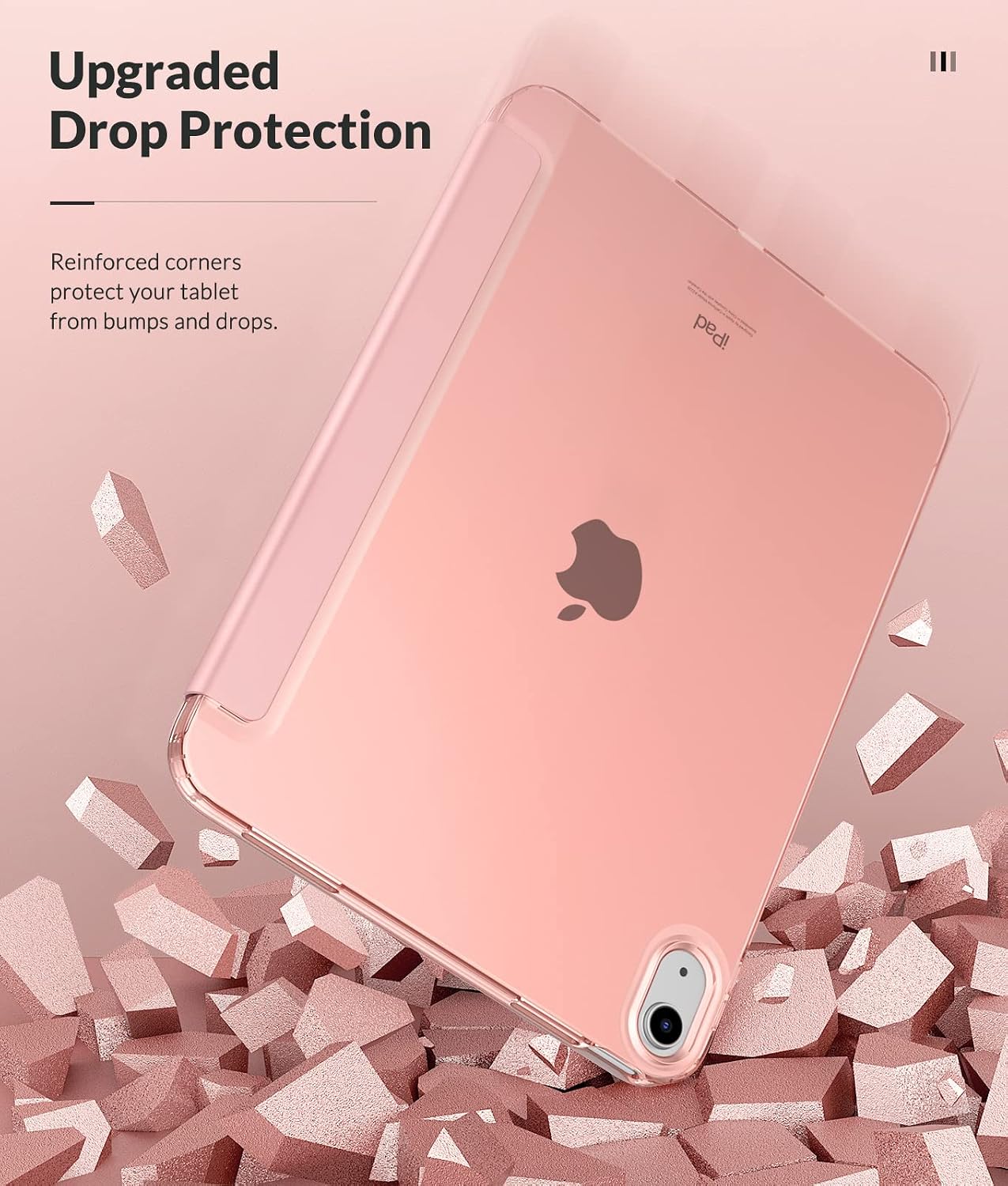 MoKo Case for New iPad (A16) 11th Generation 2025/ 10th Generation 2022, iPad 11 inch/ 10.9 inch Case with Soft TPU Translucent Frosted Back Cover, Auto Wake/Sleep, Support Touch ID, Rose Gold