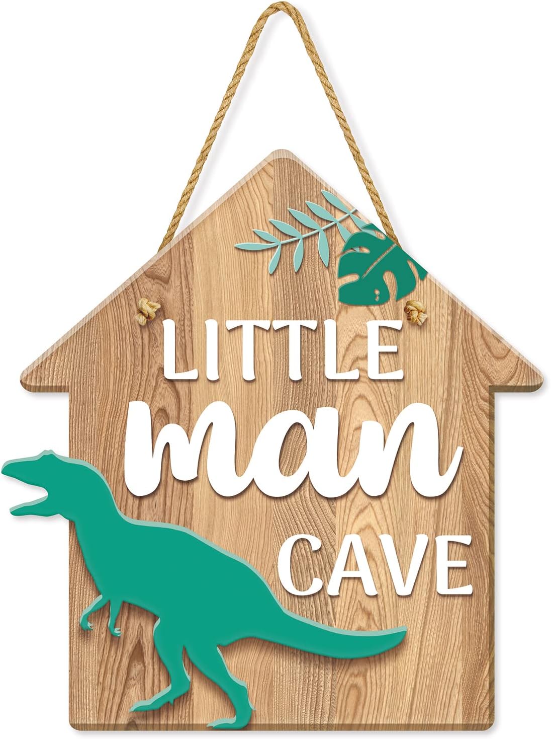 Dinosaur Decor for Boys Room, Hanging Sign Kids Room Decorations for Bedroom PVC Plastic Decorative Signs LITTLE MAN CAVE Sign Playroom Nursery Decor Gift for Boys 11.8″x11″