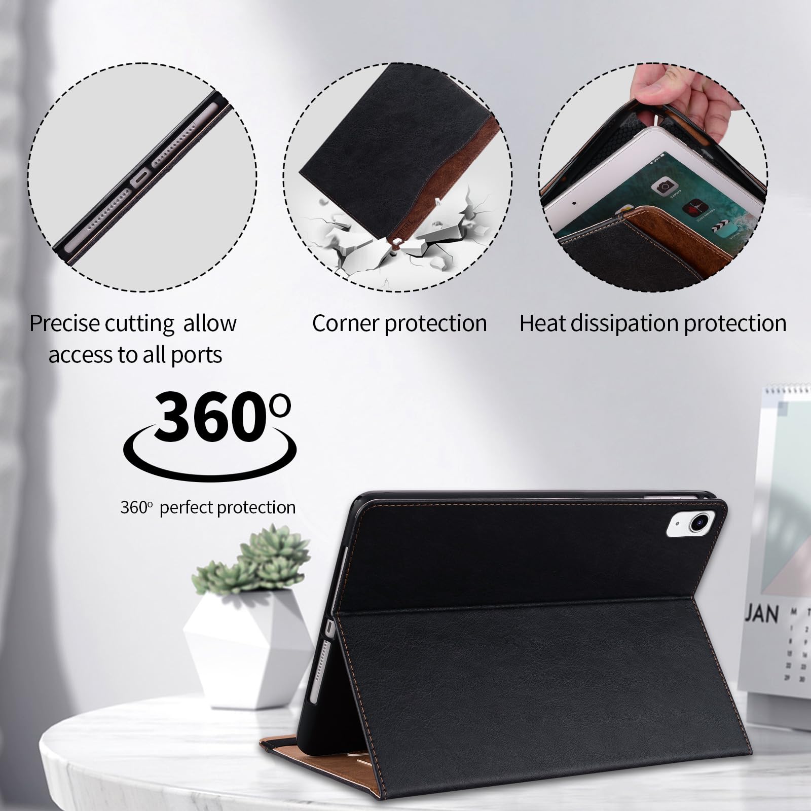 TiMOVO Cover per iPad (A16) 11a Generazione 11 Pollici 2025, iPad 10a Generazione 10,9 Pollici 2022 con Supporto per Penne, Custodia Protettiva con Supporto Folio, Visione Multi-Angolo, Fiori