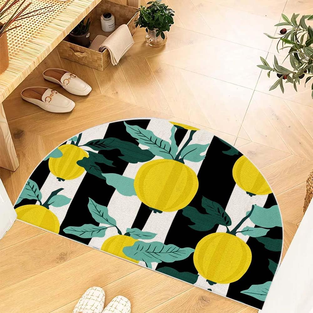TOMWISH 24x36 Half Moon Kitchen Rugs,Half Round Doormat Indoor Entrance Washable Area Rug Semi Circle Bathroom Rugs Floor Carpet for Kithen Bedroom Fireplace Decor