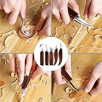 Vista 5 de Farady Juego de cuchillos de tallado de madera de nogal con detalle de cuchillo de madera, cuchillo de corte, cuchillo de gancho para principiantes