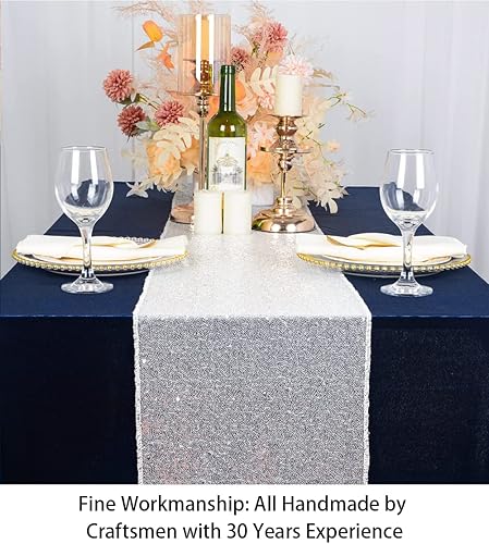 Vista 193 de Camino de mesa de lentejuelas doradas, 12 x 72 pulgadas, paquete de 15 caminos de mesa de boda con purpurina, camino de mesa dorado brillante