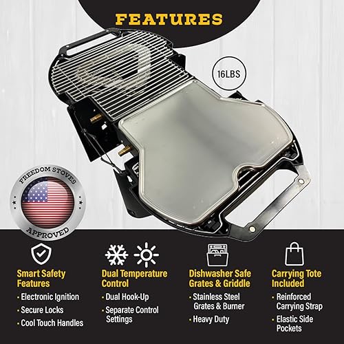 Miniatura 8 de Parrilla portátil de gas y plancha plegable Fold-N-Go, 9.200 BTU, ligera con estuche de transporte