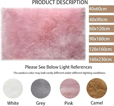 160x230cm Faux Fur Rug Pink Fluffy Rugs for Living Room