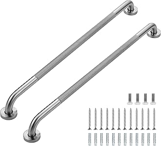 Grab Bars for Shower, 2 Pack 32-Inch Anti Slip Shower Handles for Elderly, Safety Shower Grab Bar, Stainless Steel Handicap Grab Bars for Bathroom,Toilet (Brushed Nickel, 1" Diameter)