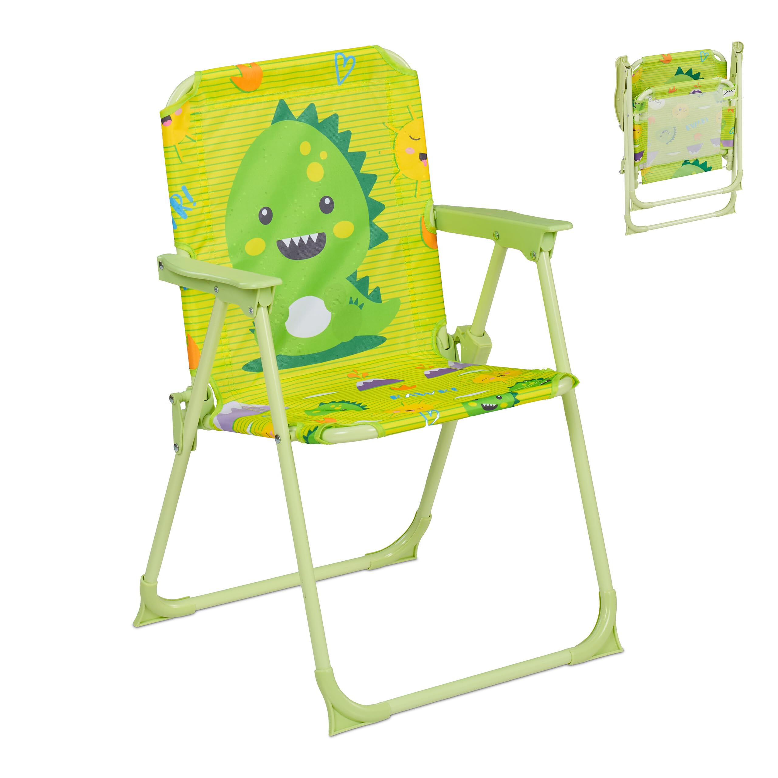 Relaxdays Children's Folding Chair, Camping Seat with Monster, Lightweight, 51.5x36x37.5 cm, Portable, Multicoloured
