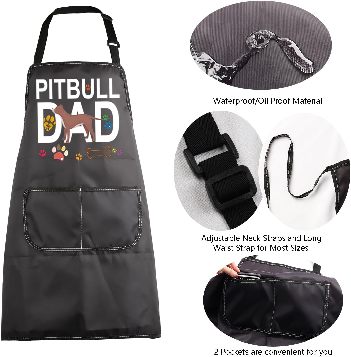 MBMSO Canada Themed Waterproof Apron | Maple Leaf & Moose Print | Adjustable With 2 Pockets | Kitchen, BBQ, Gardening Apron