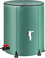 Laspeiraux 53 Gallon Collapsible Rain Barrel - Portable Rainwater Collector with Spigot, Filter & Overflow for Gutters