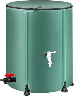 Laspeiraux 53 Gallon Collapsible Rain Barrel - Portable Rainwater Collector with Spigot, Filter & Overflow for Gutters