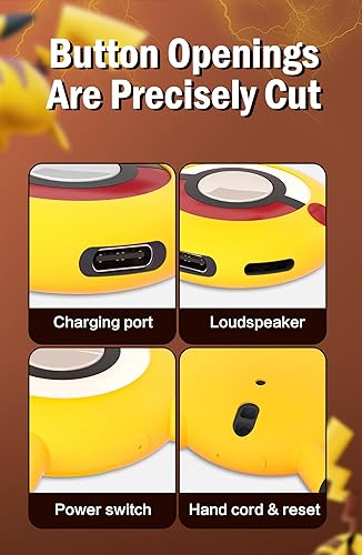 Vista 8 de Funda de silicona para Pokémon GO Plus +, funda protectora para Pokémon GO Plus + 2023 con correa para la muñeca - Amarillo