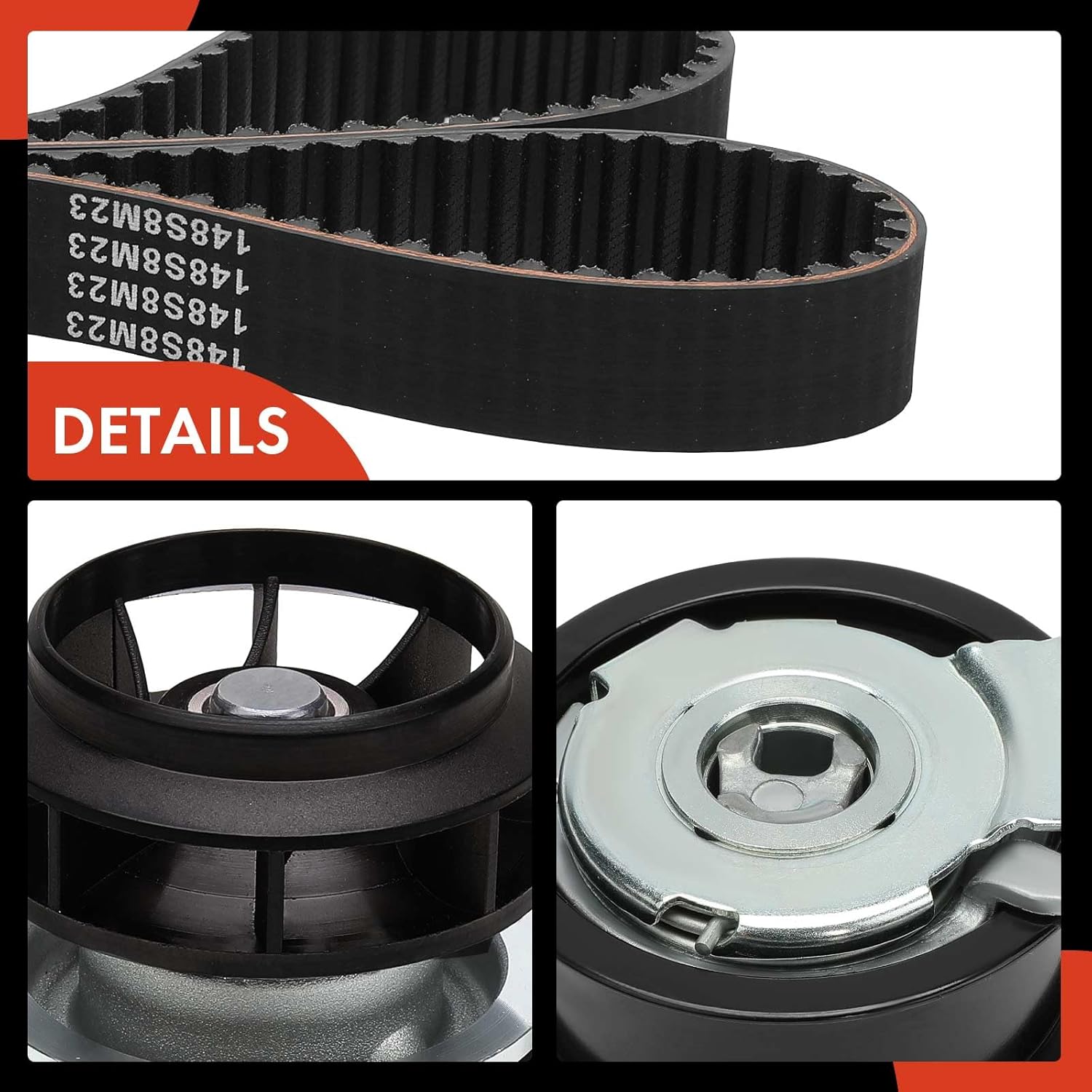 A-Premium Engine Timing Belt Kit with Water Pump Compatible with Volkswagen Jetta/Passat/GTI 2006-2008, Eos 2007-2009 & Audi A4 /A4 Quattro 2005-2009, A3 2006-2008, A3 Quattro 2006-2007, TT - 2.0L