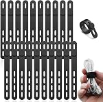 Silicone Cable Ties 20 Pcs, Cord Organizer Wire Organizer Reusable Adjustable with Lock Buckle, Black
