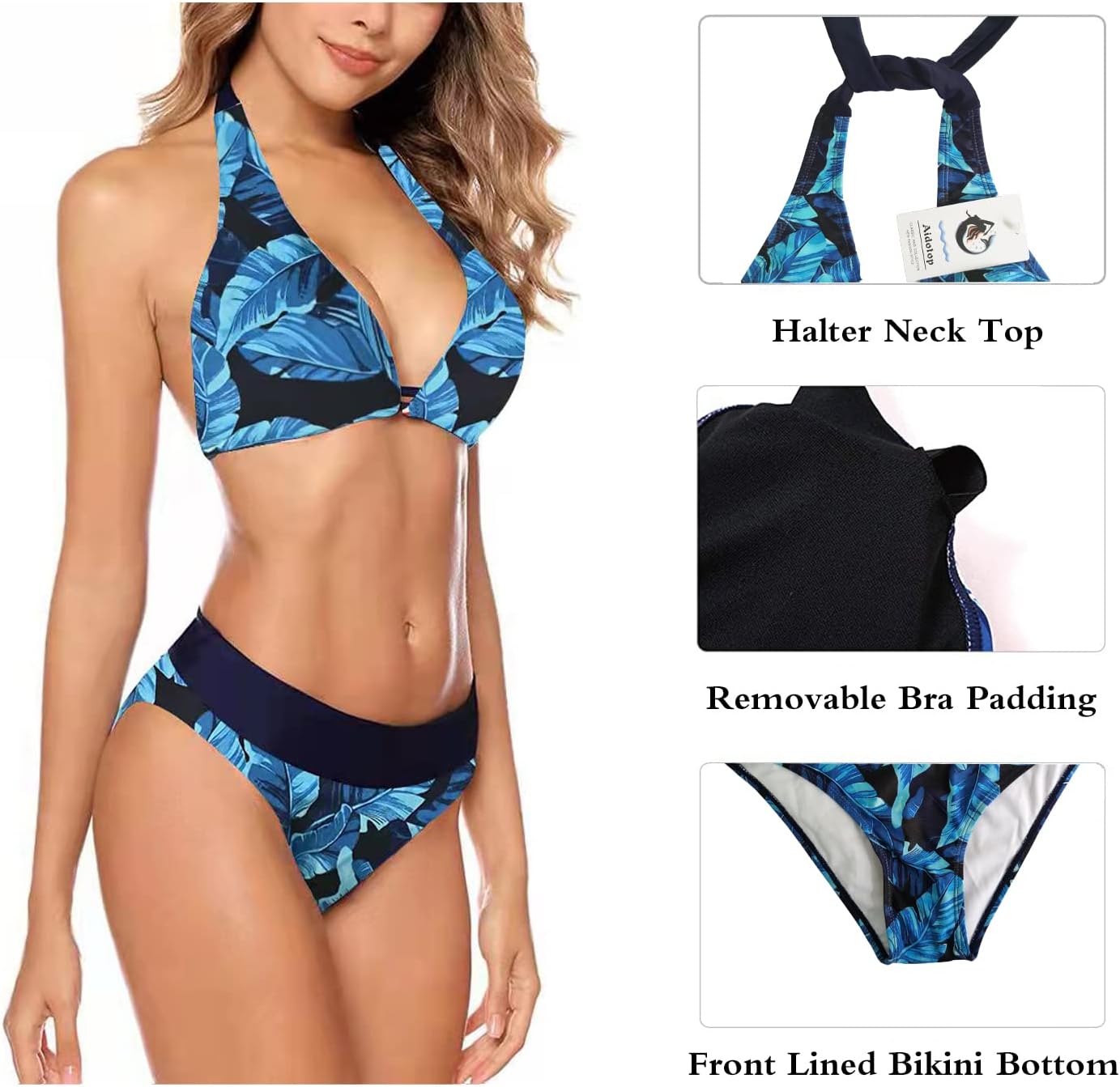 Mayoii Women's Bikini Set, Blue And White Porcelain Print