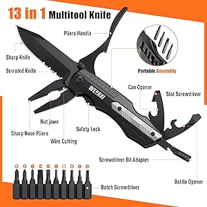 WEARXI Gifts for Men, Pocket Knife Multitool, Fathers Day Dad Gifts from Daughter Son, Mens Gifts for Dad/Him/Husband, Birthday Gift for Men/Boyfriend, Dad Gifts Cool Gadgets, Camping Essentials