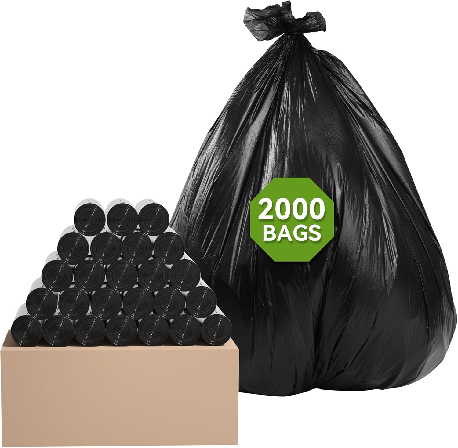 KAYLOWE Small Trash Bag,4 Gallon Bathroom Trash Can Liners 2000 Count Mini Garbage Bags for Bathroom, Bedroom, Office, Kitchen,Black