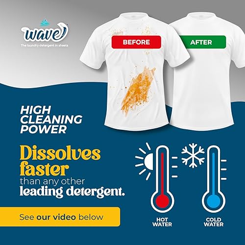 Miniatura 4 de Wave Washing Classic - Detergente para ropa en hojas - 100% libre de plástico - 32 cargas - Hecho en Italia - Ecológico - Biodegradable - Compostable