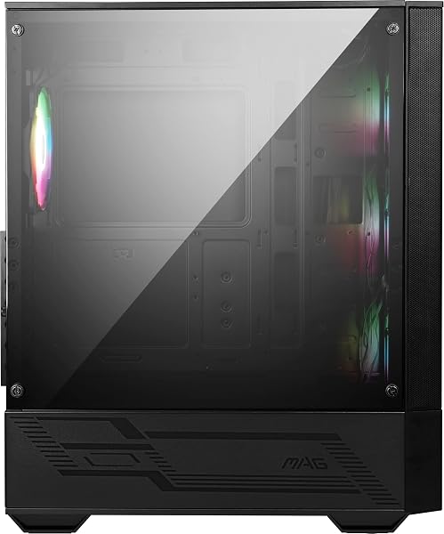 MSI MAG FORGE 112R Mid-Tower PC Case - Tempered Glass, ATX, Micro-ATX & Mini-ITX Capacity, Front Mesh Panel, 4 x 120mm ARGB fans with Hub Controller, Magnetic Dust Filter, USB 3.2 Gen 1 Type-A Ports - 3
