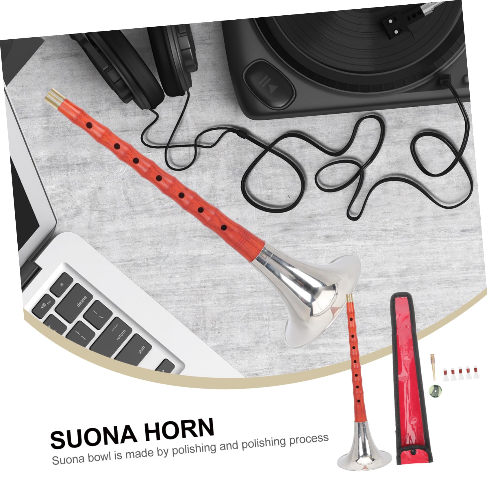 Abaodam 1Set Premium Suona for Beginners Wood Instrument for Practicing Traditional Chinese Music Easy to Play for Students and Professionals Beautifully Crafted with Protective Cover Color Random