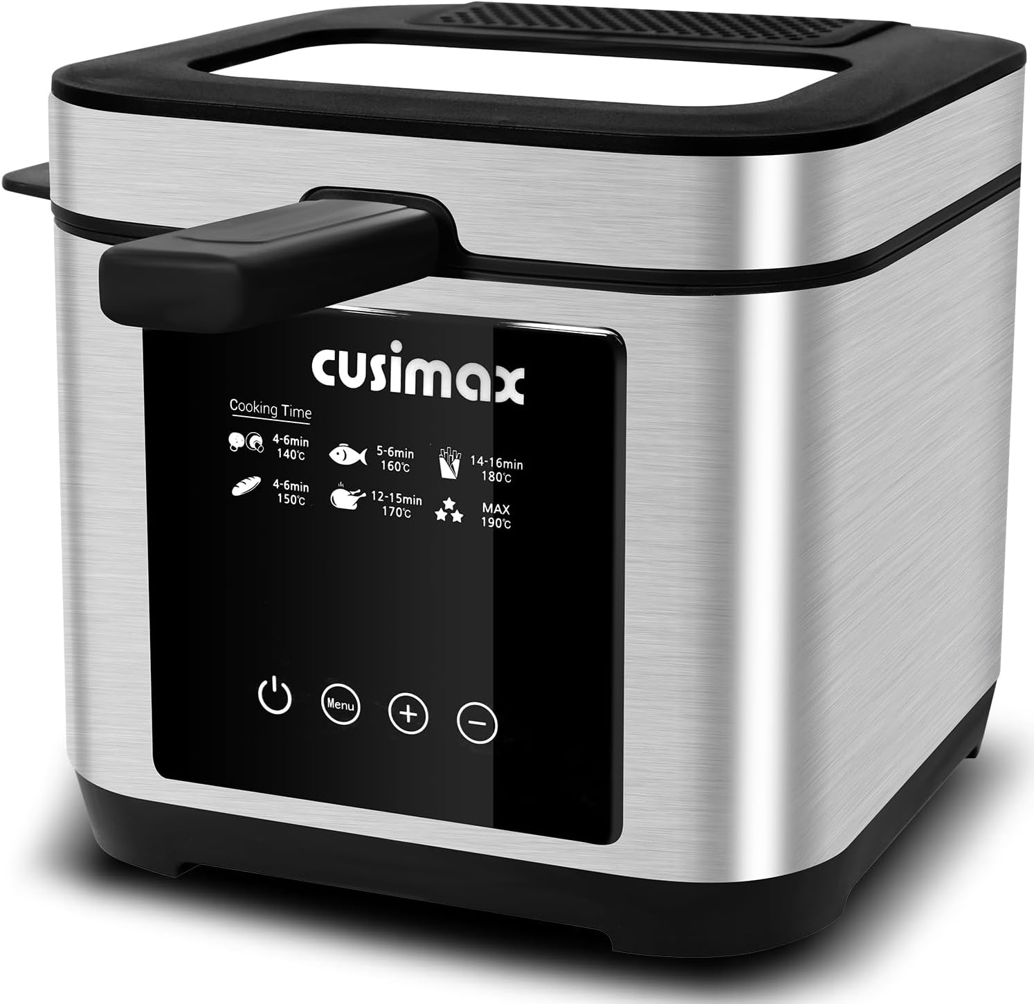 CUSIMAX Deep Fryer, 2.5L Deep Fat Fryer with Touchscreen, 1200W Countertop Fryer with Viewing