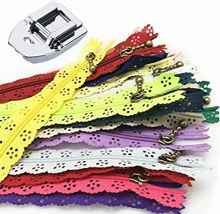 Fbshicung 30pcs 12 Inch Nylon Lace Zippers Closed End Zippers and 1Pcs Zipper Presser Foot,for DIY Sewing Tailor Craft Bed Bag Wedding Dress