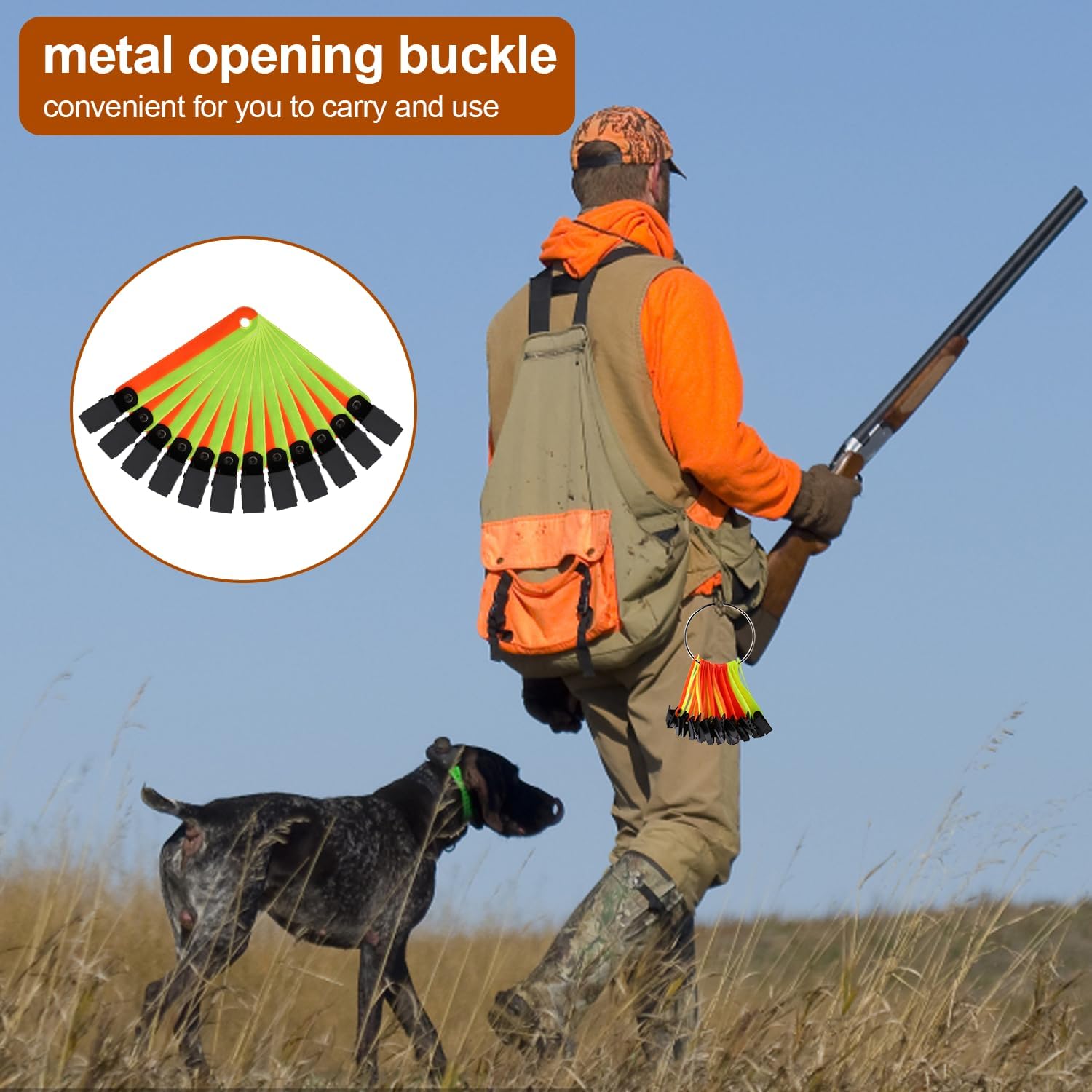 36pcs Reflective Trail Markers, High Visibility Trail Markers with Open Buckle Reflective Trail Marker Clips Hunting Accessories for Tree Stand Hunting Outdoor Hiking Camping