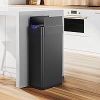 Vista 8 de AthLike Basurero automático con sensor de movimiento sin contacto de 13.2 galones, cubo de basura inteligente con tapa de cierre suave, anillo