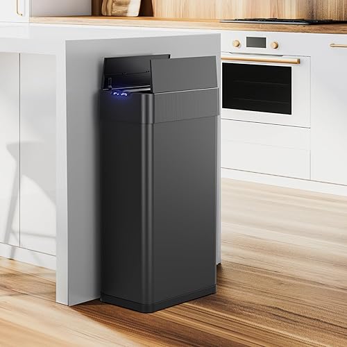Miniatura 8 de AthLike Basurero automático con sensor de movimiento sin contacto de 16 galones, cubo de basura inteligente con tapa de cierre suave, anillo de