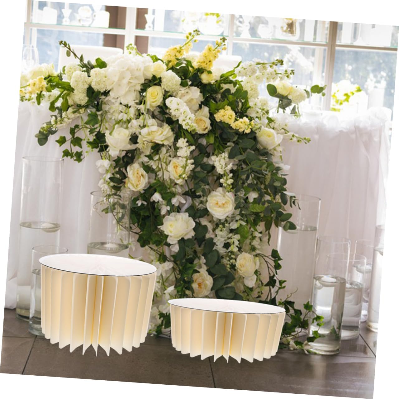Cabilock Cylinder Cake Stand Acrylic Board Round Pedestal Stand for Wedding Centerpiece Decor