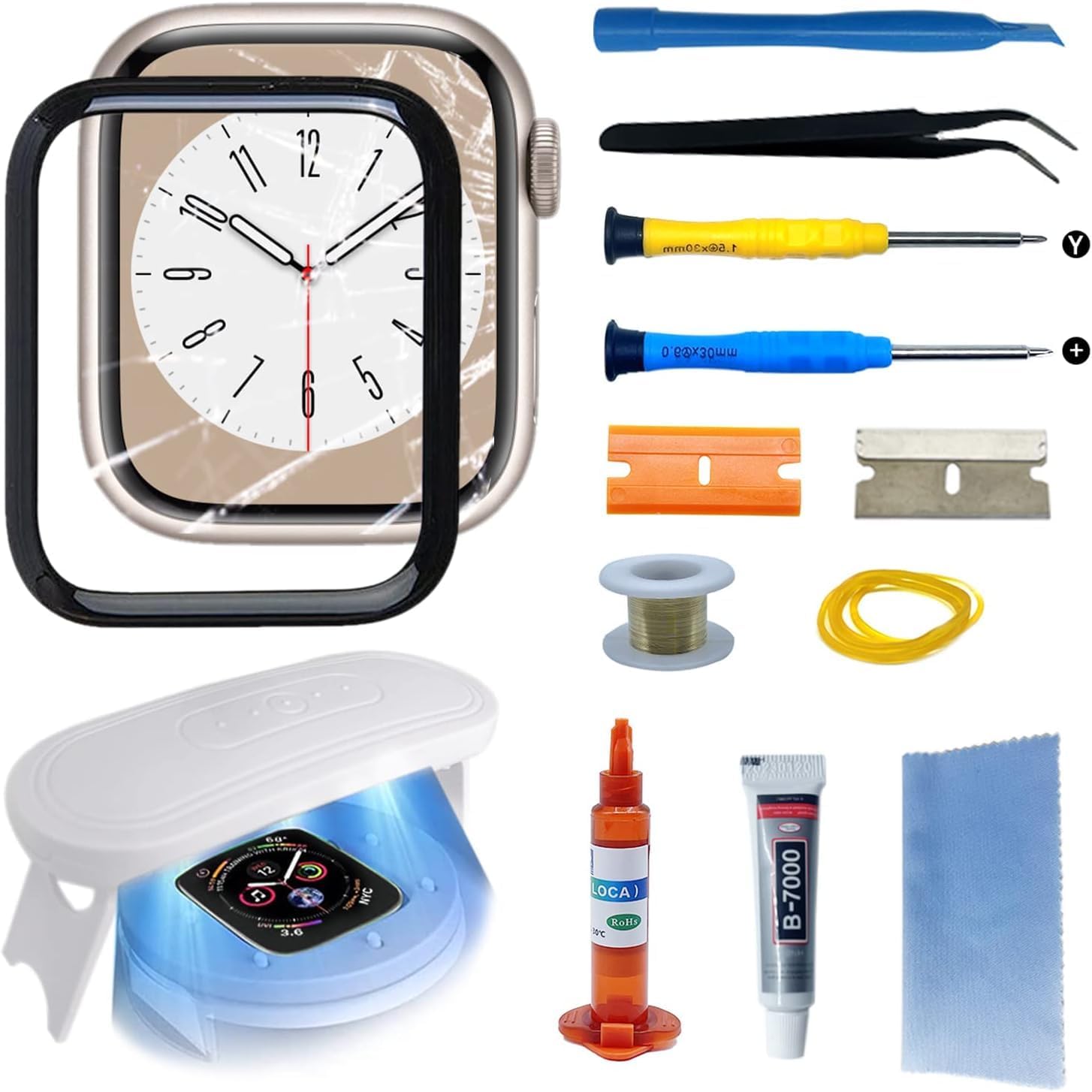 Compatible with Apple Watch 10 42mm Screen Replacement Front Lens LED Glass Replacement Repair Kit with Tools and Instructions (No LCD Screen)