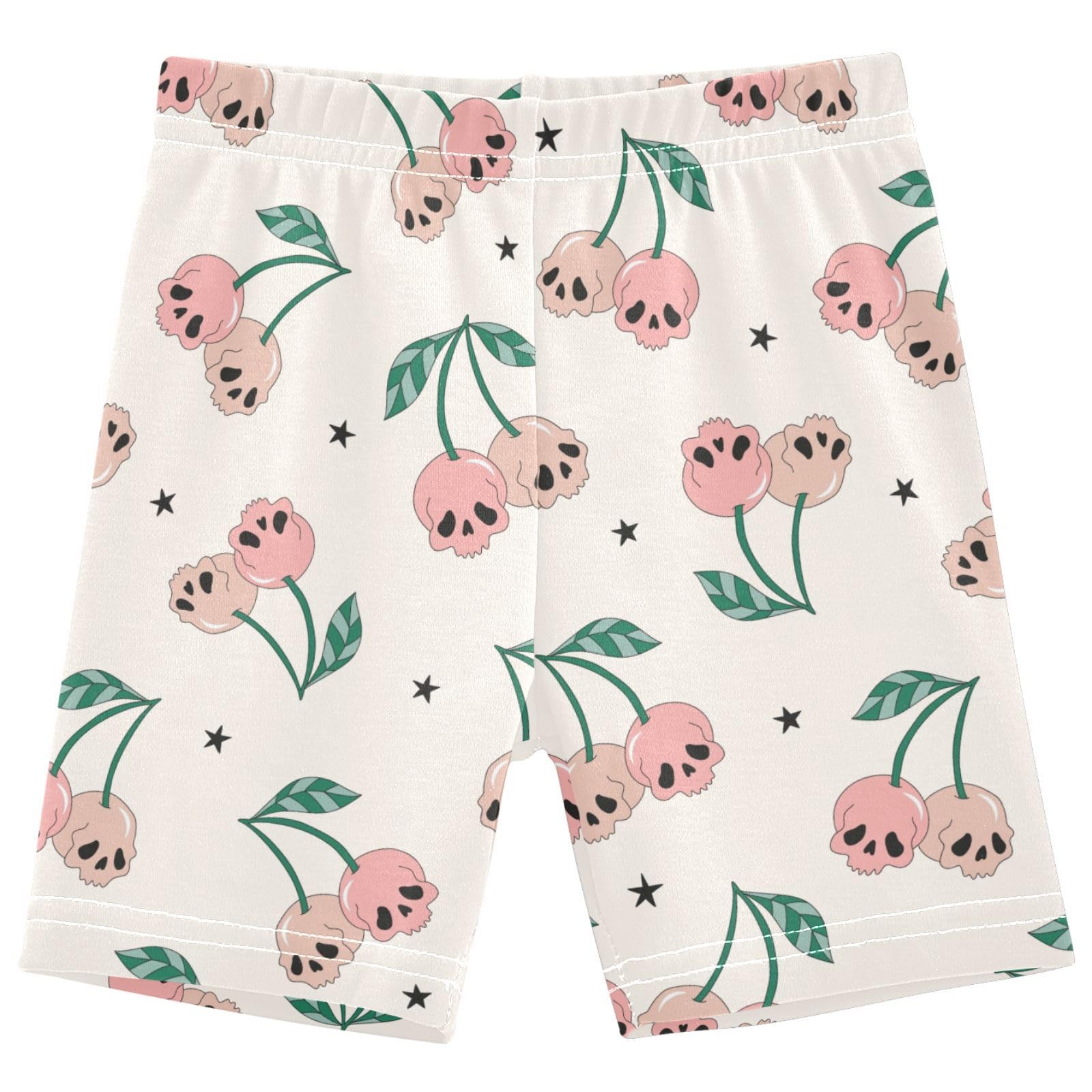 Dallonan Girls Dance Shorts, Toddler Biker Shorts Cartwheel Under Dress Cherry Scull Kids Biking Clothes 4-10Y