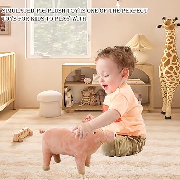Pink Pig Stuffed Animal 3D Piggy Plush Shaped Pillow Cute Toy