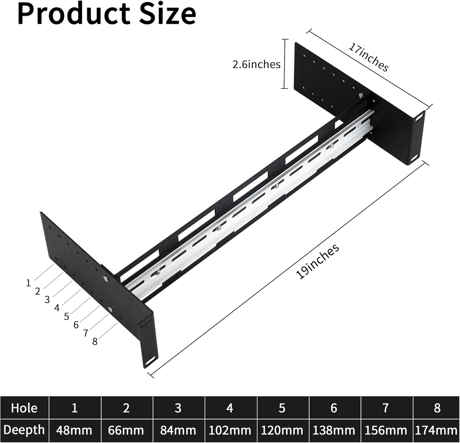 19 inch Width Rack Mount Din Rail Kit Height Adjustable Rackmount Rail Shelf Max Load Capacity 33LBS Aluminum Alloy High Strength for Hardware Components Mounting Switch
