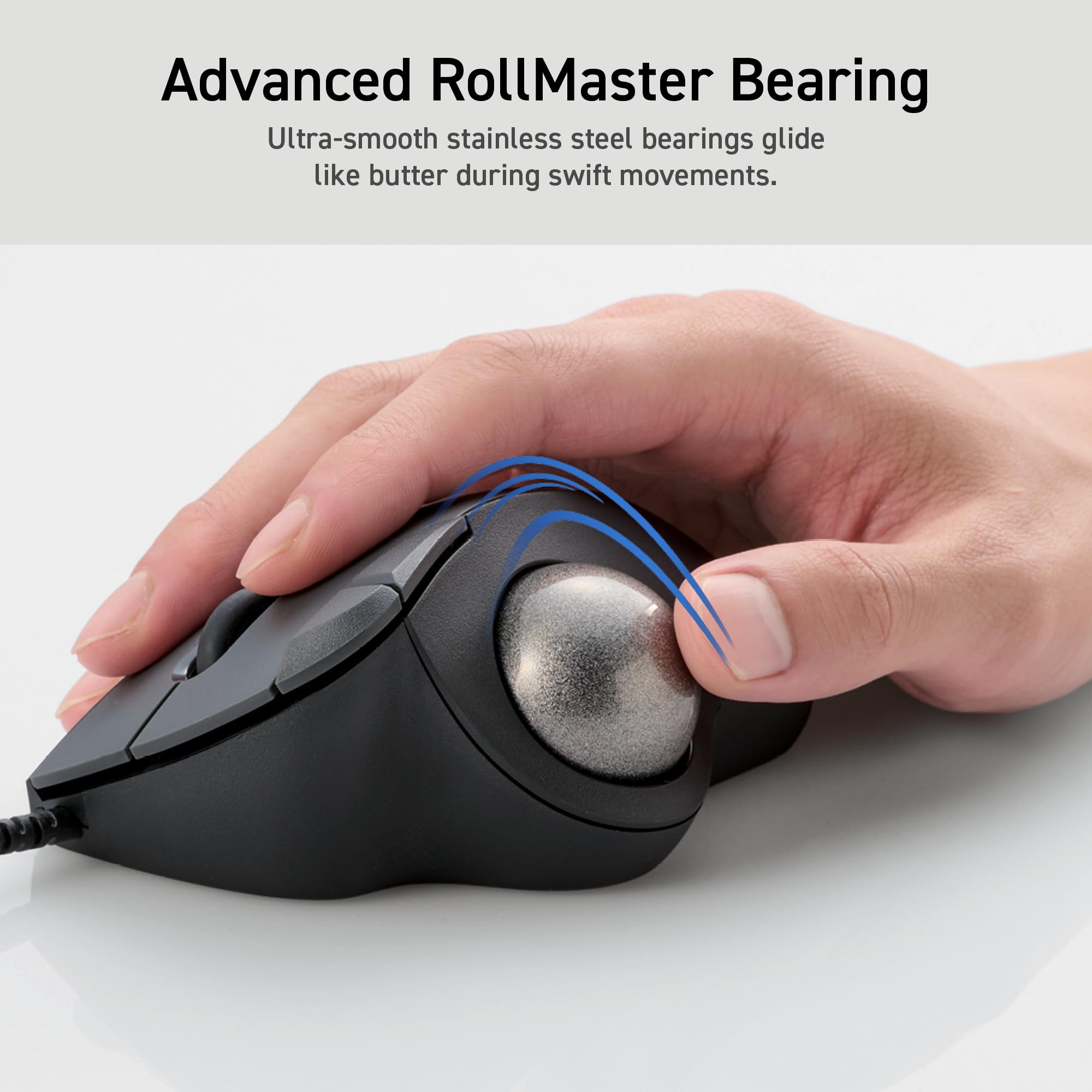 ELECOM Trackball IST filaire USB-A au design ergonomique et confortable, suivi super fluide avec roulement à bille, bille de 36 mm, contrôle du pouce, compatible avec Windows, PC et Mac Noir