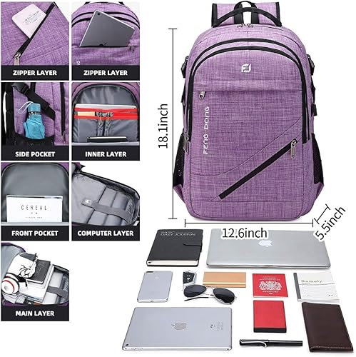 Miniatura 2 de Mochila grande para laptop de 17.3 pulgadas, duradera, impermeable, mochila de viaje para hombres y mujeres, mochila de negocios con puerto de carga
