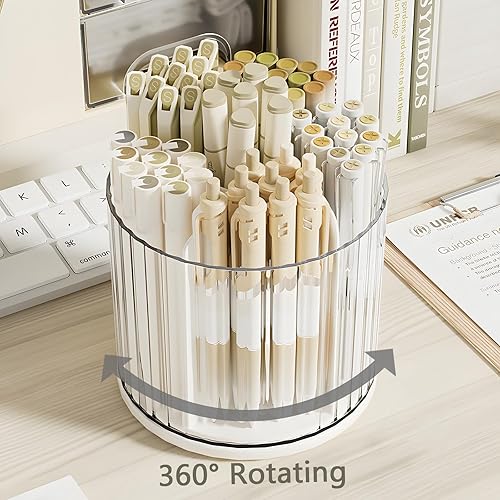 Miniatura 3 de Soporte giratorio para lápices de 360 grados para escritorio, bonitos organizadores de bolígrafos de escritorio, suministros de papelería, olla para