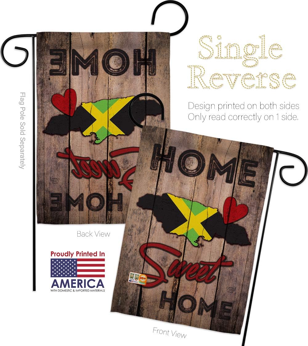 Country Jamaican Hogar Dulce Garden Flag Set with Stand Regional Nationality Nation International World Particular Area Small Decorative Gift Yard House Banner Made In USA 13 X 18.5
