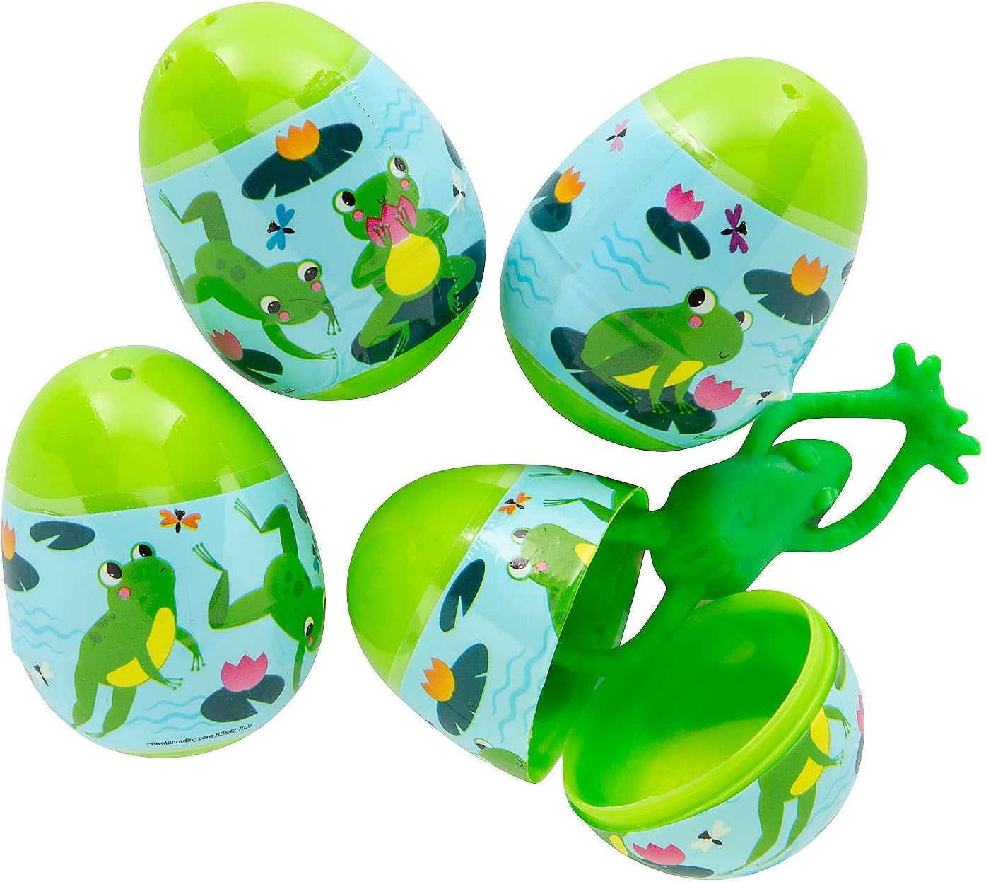 Fun Express 2 1/4" Frog Finger Flinger-Filled Plastic Easter Eggs - 24 Pc.