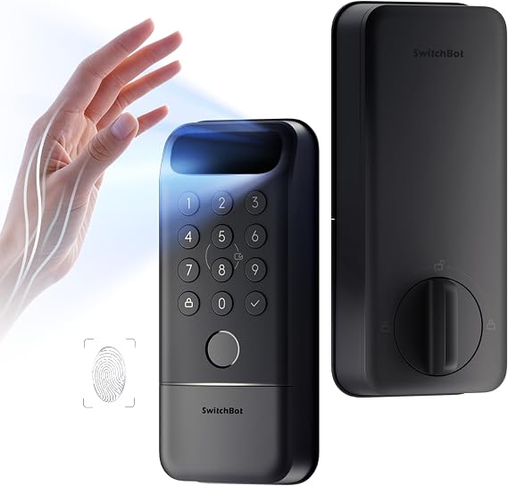 SwitchBot Lock Vision Pro Smart Lock, Palm Vein + Fingerprint, Keyless Entry Deadbolt for Front Door, Touchless Unlock, 12-Month Battery, WiFi No Hub, Auto-Lock, Matter, Apple Home, Alexa, Google