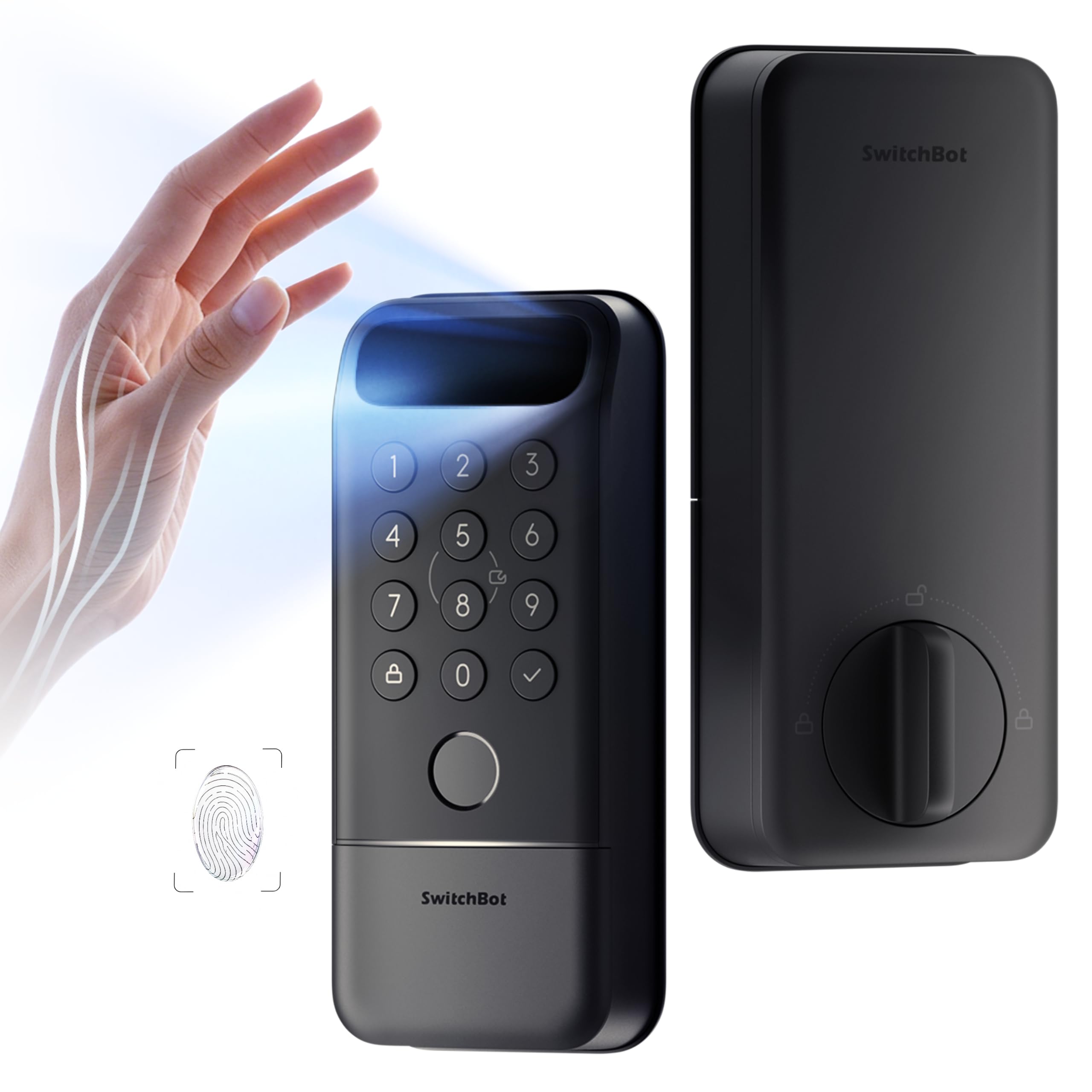 Photo 1 of SwitchBot Lock Vision Pro Smart Lock, Palm Vein + Fingerprint, Keyless Entry Deadbolt for Front Door, Touchless Unlock, 12-Month Battery, WiFi No Hub, Auto-Lock, Matter, Apple Home, Alexa, Google