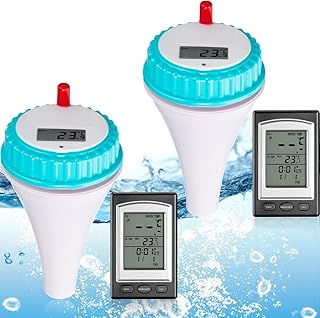 Hoteam Pool Thermometers Digital, Wireless Pool Thermometer Floating Easy Read, Remote Digital Outdoor Floating Thermometers for Bath, Swimming Pool, Hot Tubs, Small Ponds, Aquariums, 4 Pcs