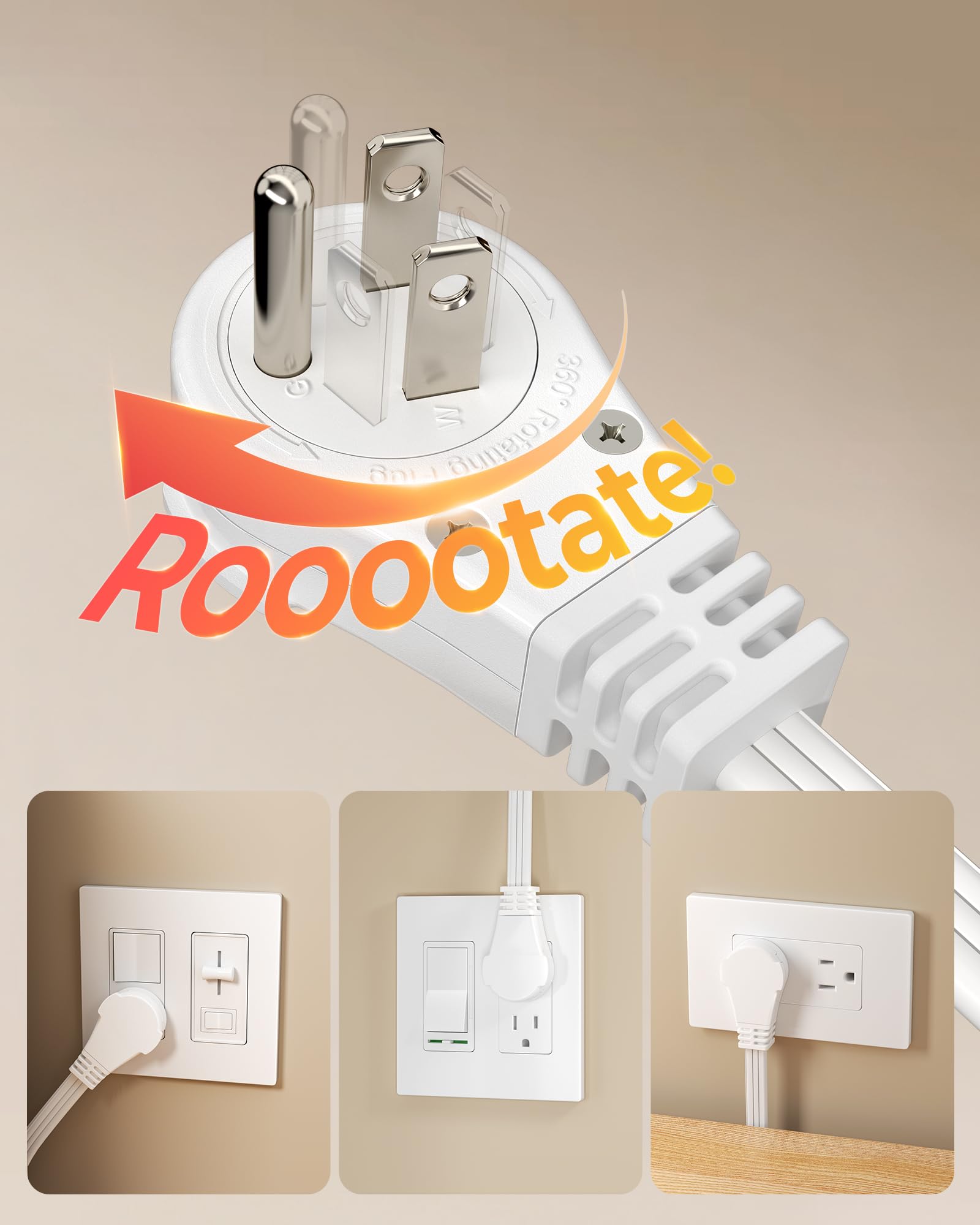 Amazon.com: DEWENWILS 20FT Extension Cord with 360° Rotating Flat