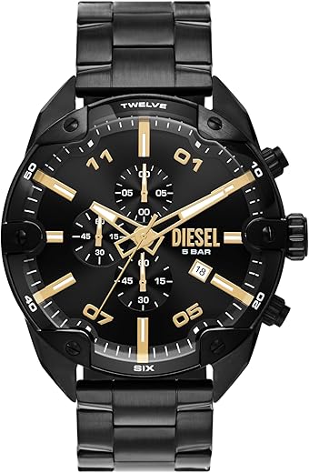 Diesel Stainless Steel Analog Black Dial Men Watch-Dz4644, Black Band