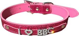 Hot Pink PU Vegan Leather Bondage Type BDSM Choker Collar Rhinestone Assorted Styles