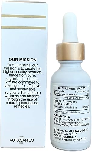 Miniatura 4 de Tintura corporal fructífera de hongos Cordyceps orgánicos de triple extracción  Cultivado en Estados Unidos y certificado orgánico  Uso para